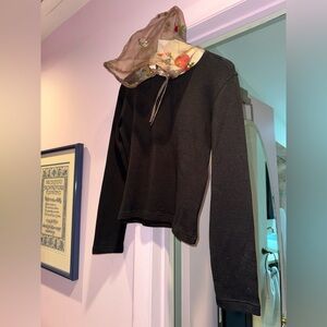 NWT!! VTG!! Simonetta Size 12 YRS. Black Girls Sweater w Floral Hood